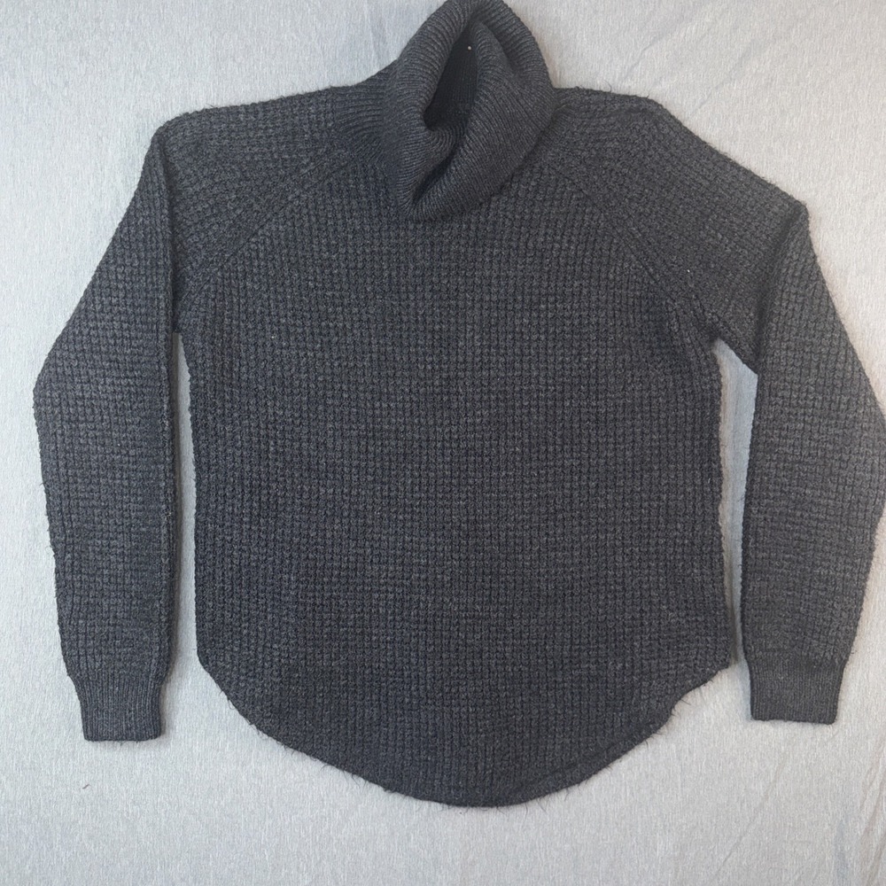 KUHL Women's Gray Sweater Waffle Knit Medium Turtleneck Preppy  Gorlcore